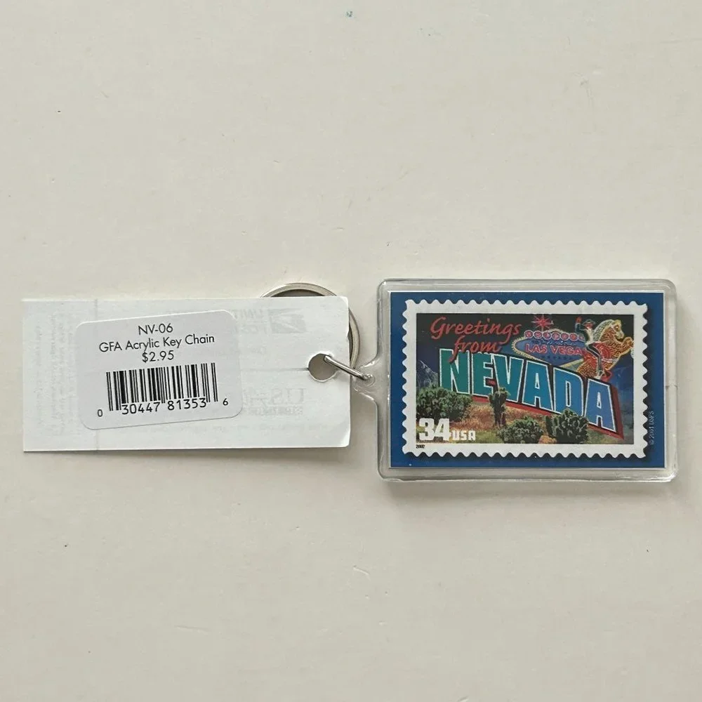 Lot of‎ 5 USPS Greetings from Nevada Stamp Postcard Envelope & Keychain 34 Cent
